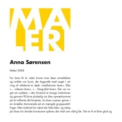 Logo og katalog til udstilling med Anna Sørensen for Galleri Tom Christoffersen