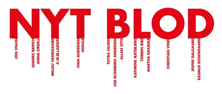 Logo og katalog til udstilling med "Nyt Blod" − lovende unge kunstnere − for Galleri Tom Christoffersen