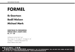 Invitation til udstilling med Ib Gertsen, Bodil Nielsen og Michael Mørk for Galleri Tom Christoffersen