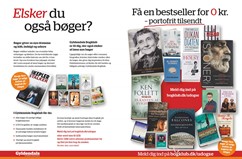"Ud og Se med DSB og Gyldendals Bogklub" – annonce og bestillingskort, jeg har designet, i DSBs magasin 'Ud & Se' på side 2 og 3.